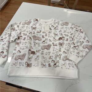 Fate Cream Sweatshirt with Brown Dog Sketches
